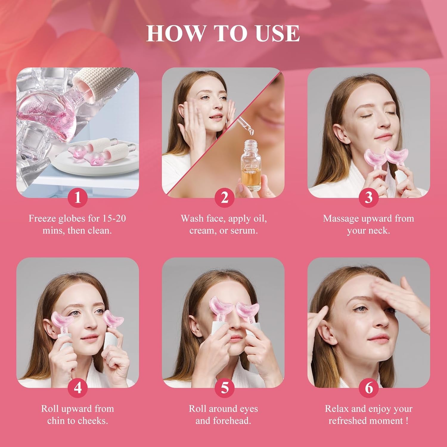 Ice Globes for Facials, 2PCS Ice Globes, Facial Globes, Face Globes, Cooling Globes, Facial Massager Tools for Face Neck & Eyes, Daily Beauty, Tighten Skin, anti Ageing, Reduce Puffy and Wrinkle